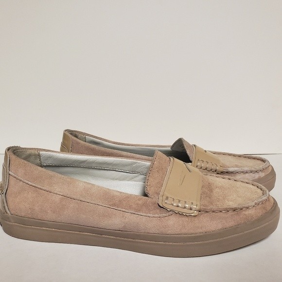 Cole Haan Loafers Pinch Maine Classics Women's Nude Suede Leather Pre-owned 8B - Picture 4 of 11